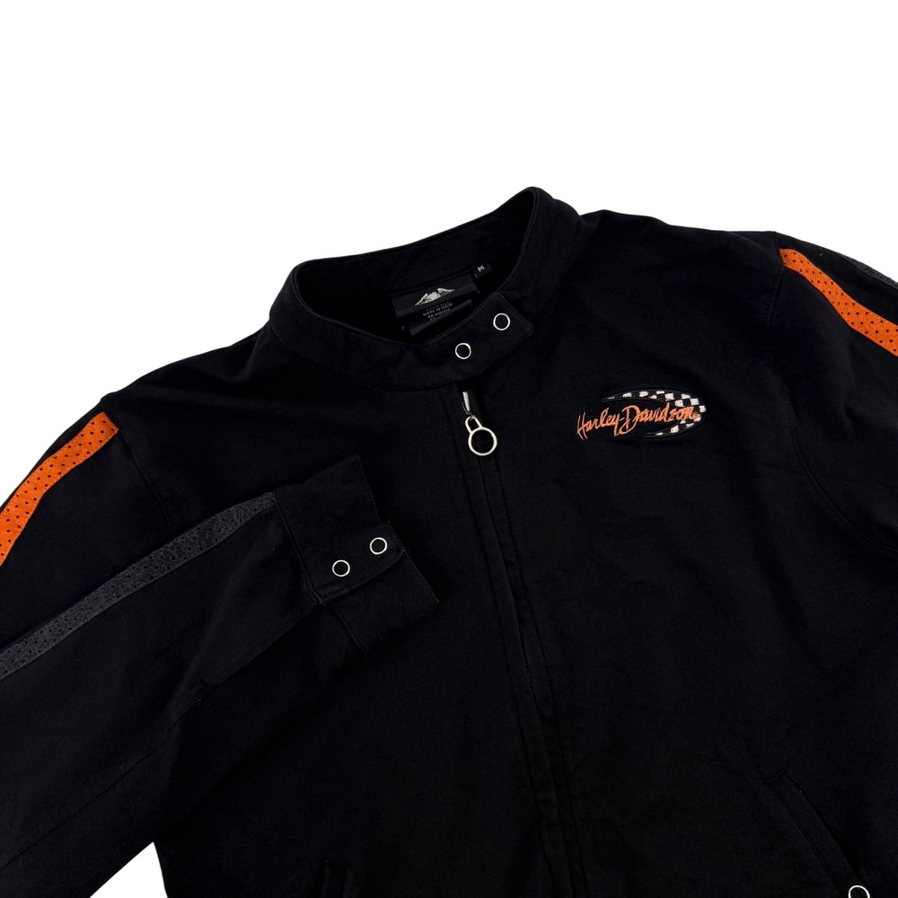 Harley Davidson Womens Size Medium Black Orange Jacket Full‎ Zip Vintage